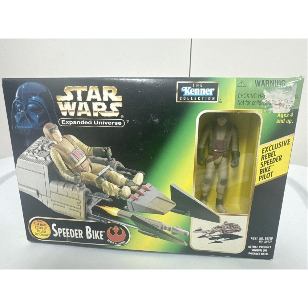 Star Wars Y2k toys Expanded universe speeder bike and  rebel bike pilot 1997 NIB